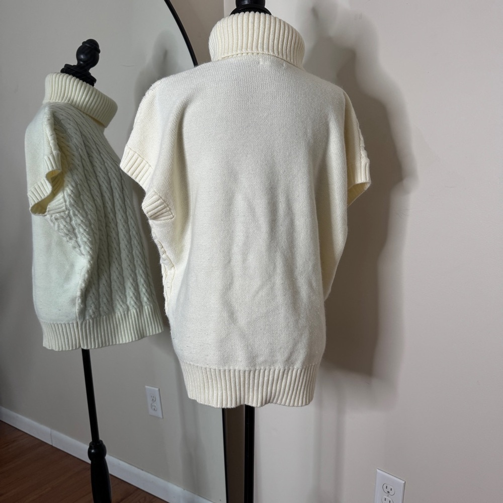 Calvin Klein Cable Cord Ivory Turtleneck Sweater Size L - Picture 3 of 5